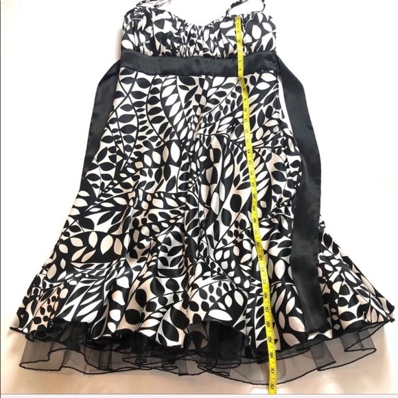 Speechless B&W Silky Salsa Tango Dance Dress with Tulle Layer, Straps, Back Tie - Picture 4 of 10